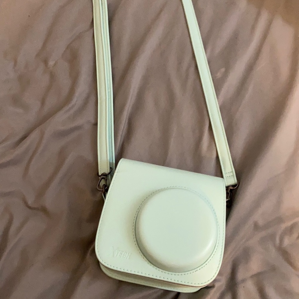 Blue polaroid camera and case